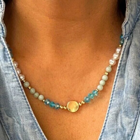 Alquimia Gold and Blue Necklace - Picture 1 of 2